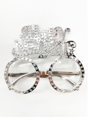 Happy New Year Glasses Silver Round - New Year's Eve Costumes